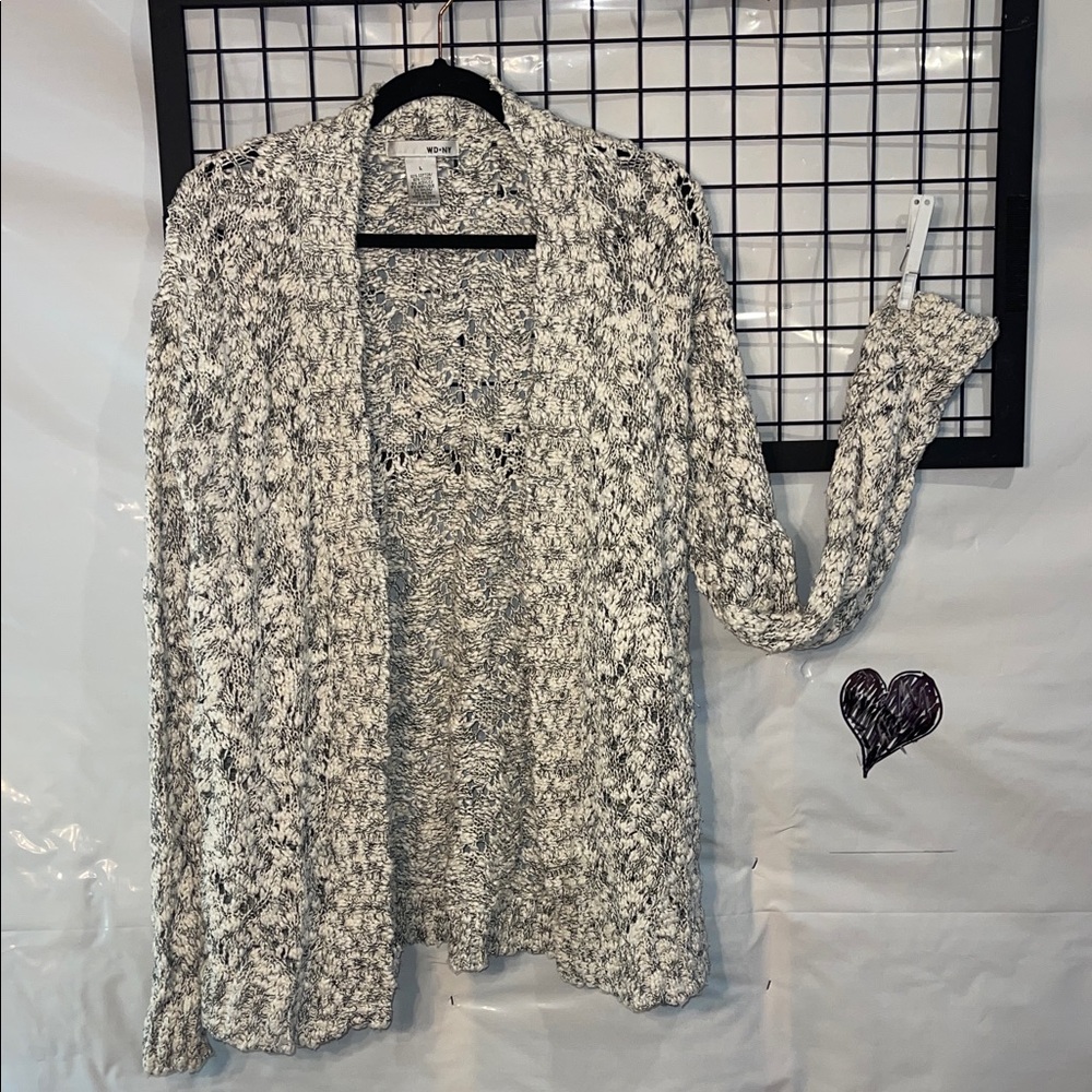 WD.NY Women's Marled Open Cotton Blend Cardigan